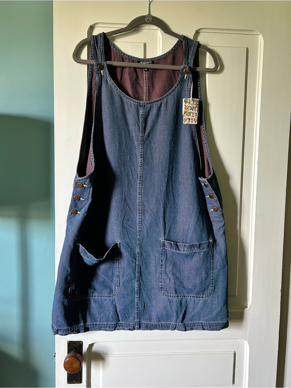 Denim Pocket Pinafore Dress - Blue